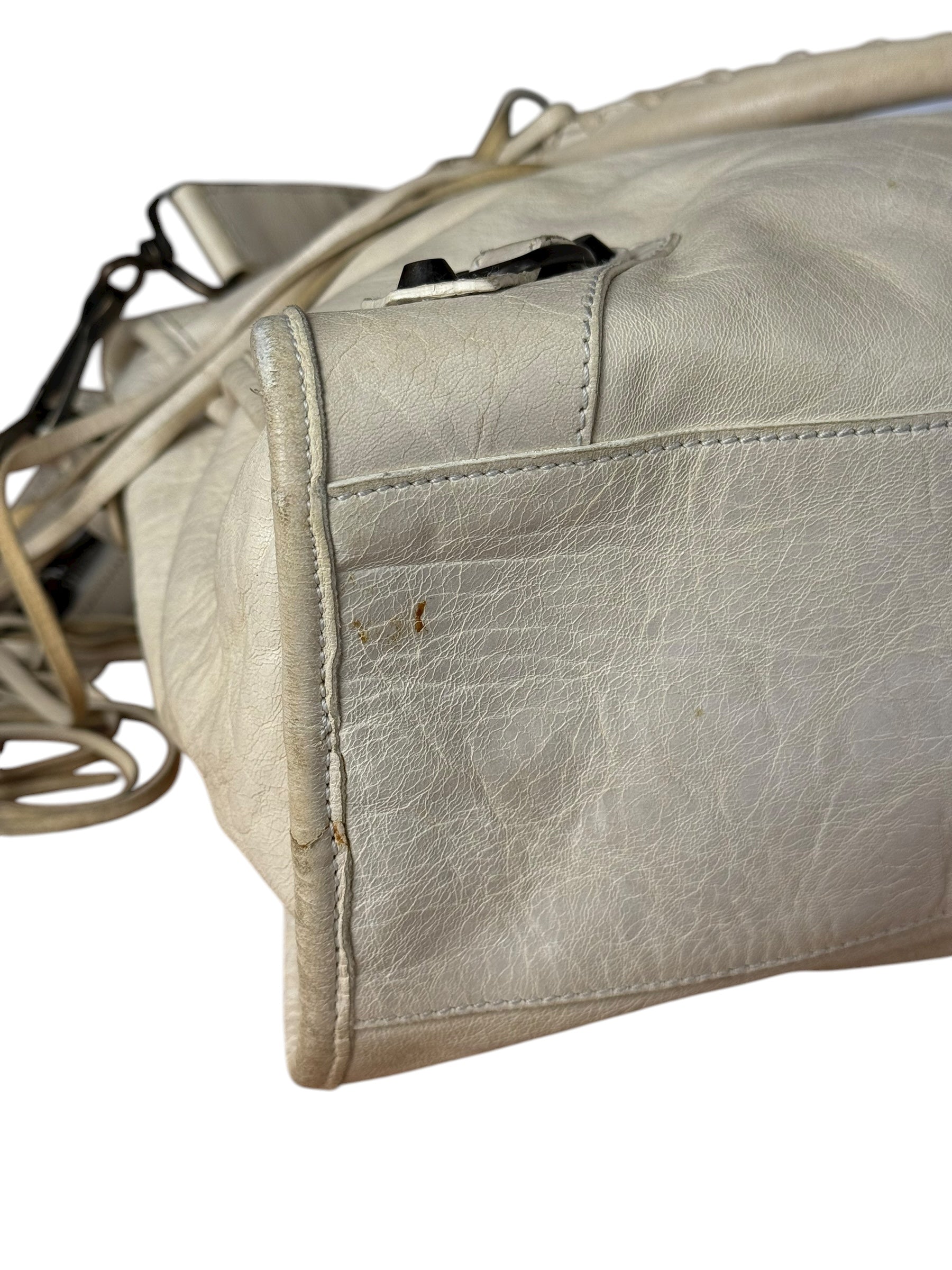 Balenciaga Ivory Leather Classic City Bag