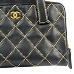 Chanel Black Quilted Leather Wild Stitch Bowler Bag 2003