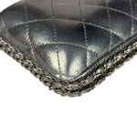 Chanel Metallic Silver Quilted Chain Around Clutch Shoulder Bag 2011