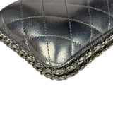 Chanel Metallic Silver Quilted Chain Around Clutch Shoulder Bag 2011