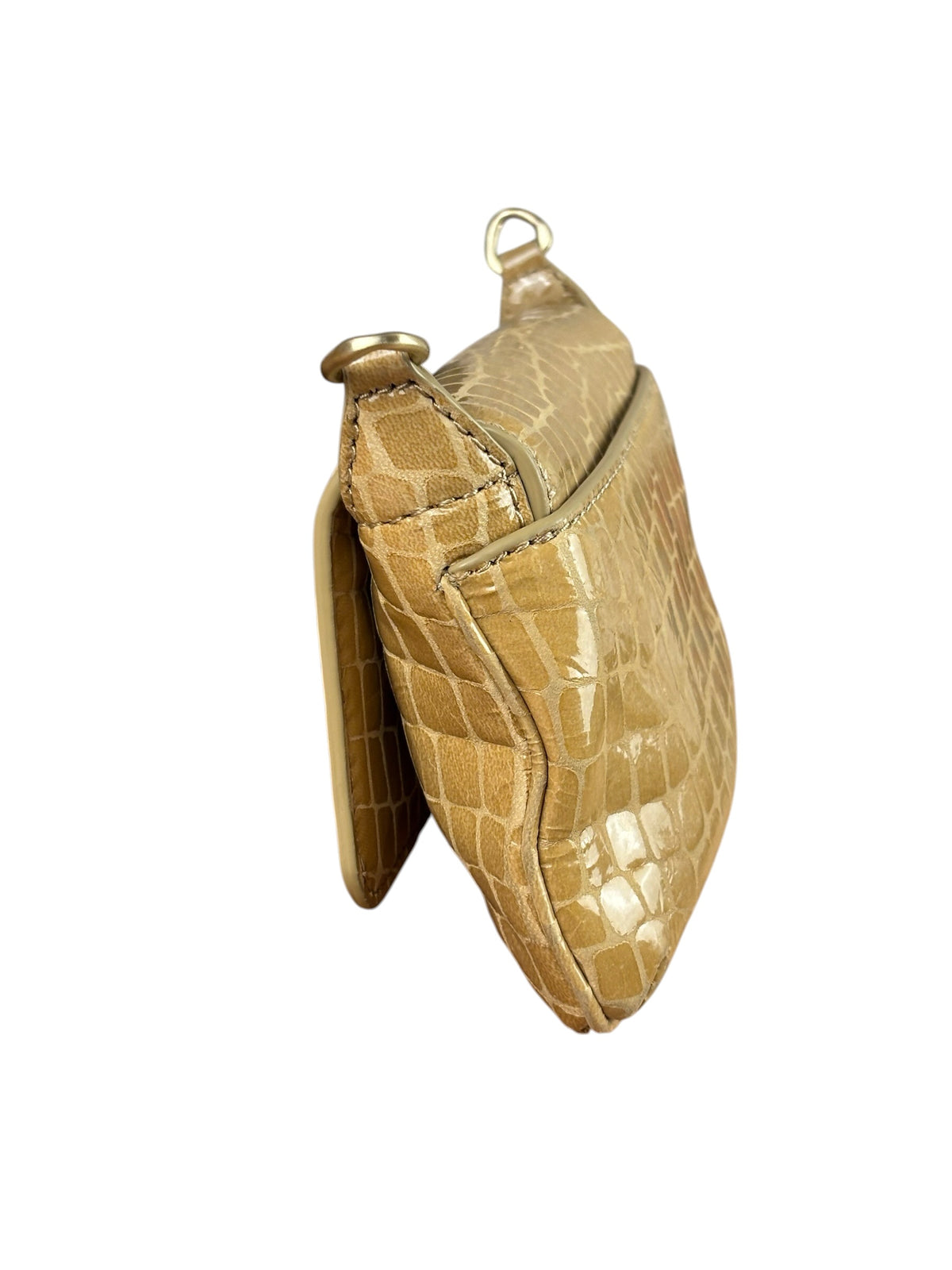 Cult Gala Beige Crocodile Embossed Patent Leather Two-Way Flap Bag