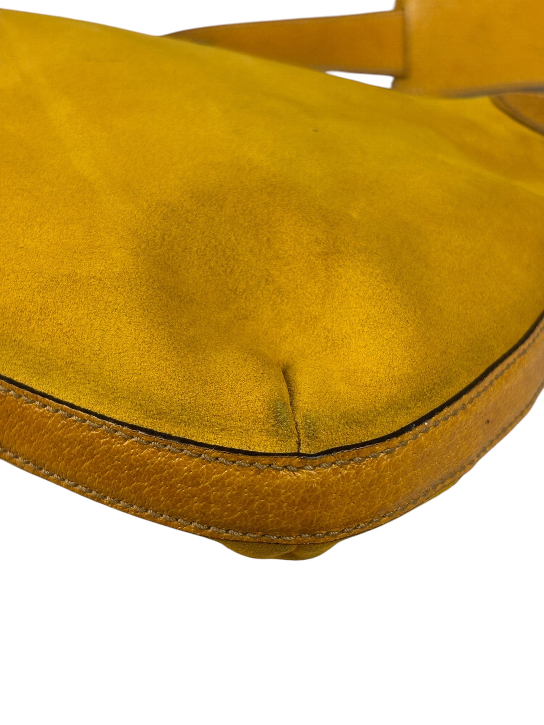Gucci Mustard Yellow Suede/Leather Trim Hasler Horsebit Hobo Bag