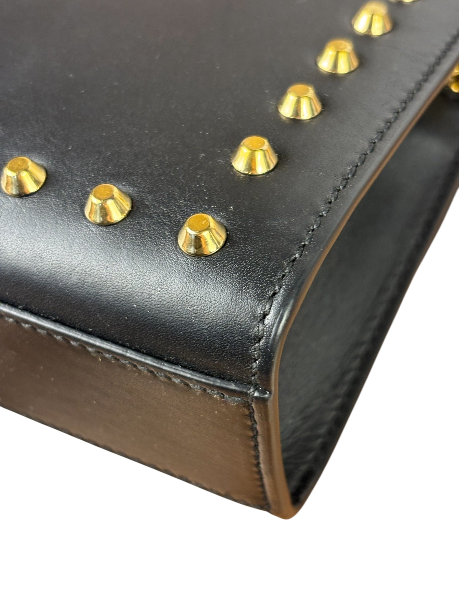 Gucci Small Pearl Studded Leather Padlock Crossbody Black