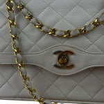 Chanel CC White Quilted Double Flap Bag 1988