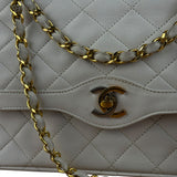Chanel CC White Quilted Double Flap Bag 1988