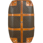 Celine Brown Leather Canvas Macadam Travel Handbag