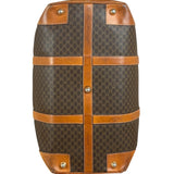 Celine Brown Leather Canvas Macadam Travel Handbag