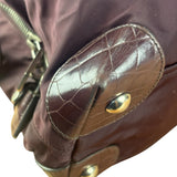 Prada Vintage Plum Nylon Leather Embossed Handbag