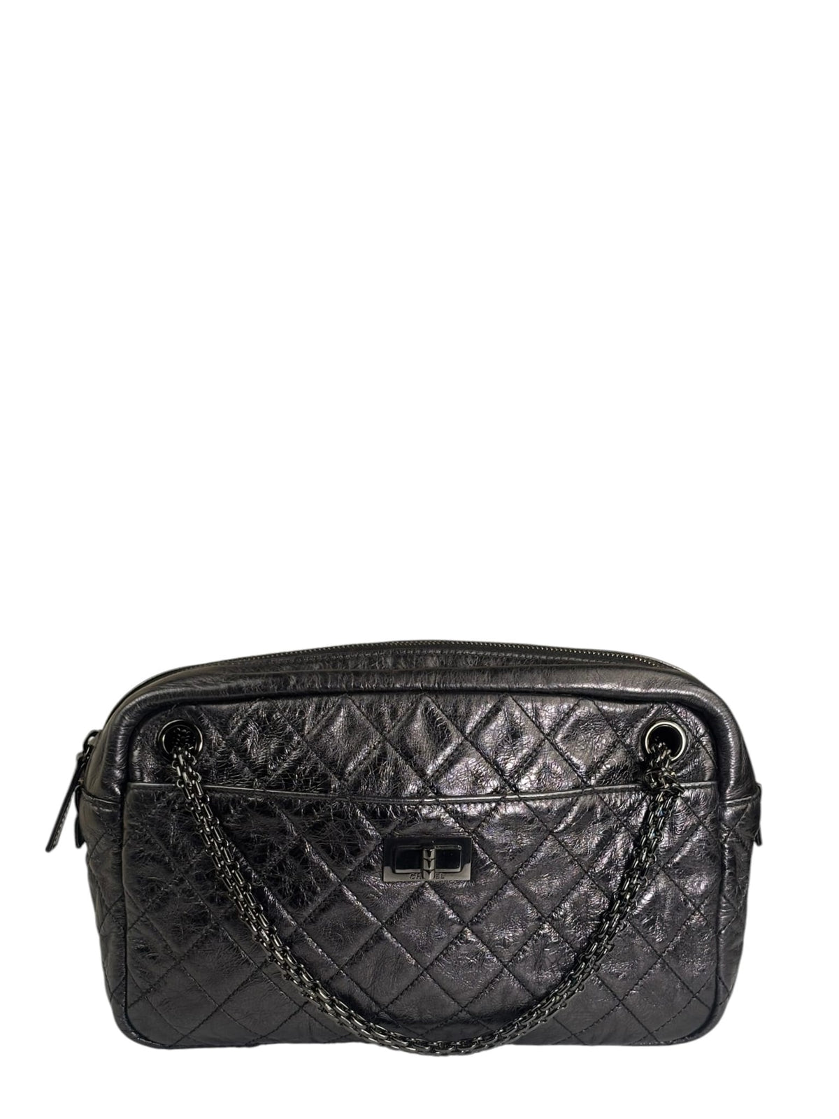 Chanel Metallic Black Quilted Calfskin Reissue Camera Case 2008