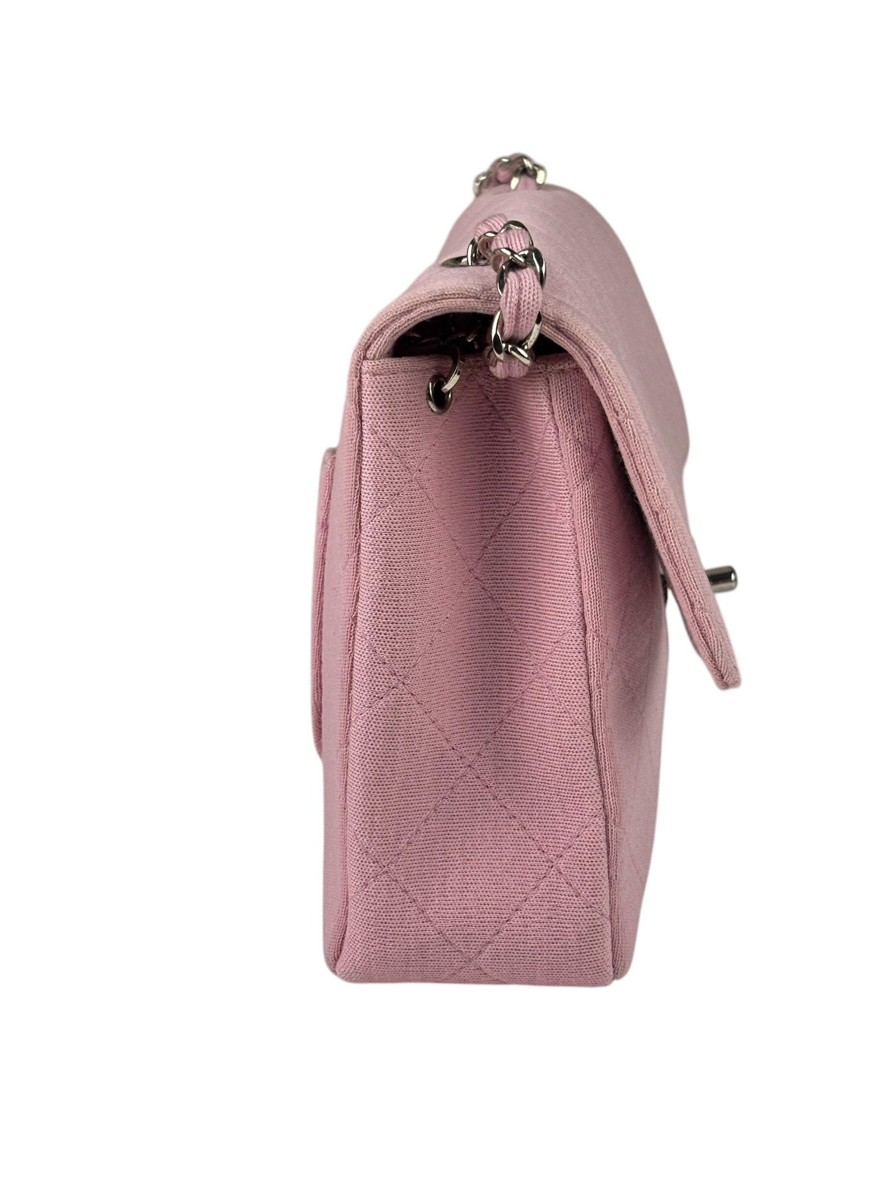 Chanel Pink Quilted Jersey Classic Flap Bag 1997
