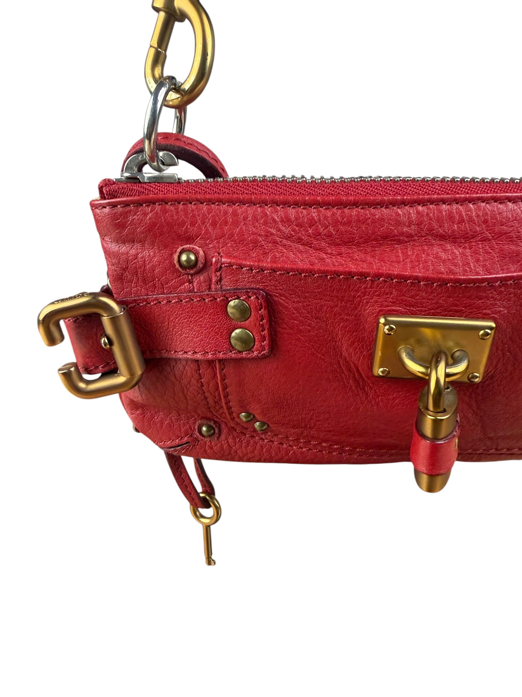 Chloe Red Leather Mini Paddington Pochette