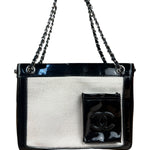 Chanel Vintage Black Patent Pony Hair Chain Pocket Tote 2005
