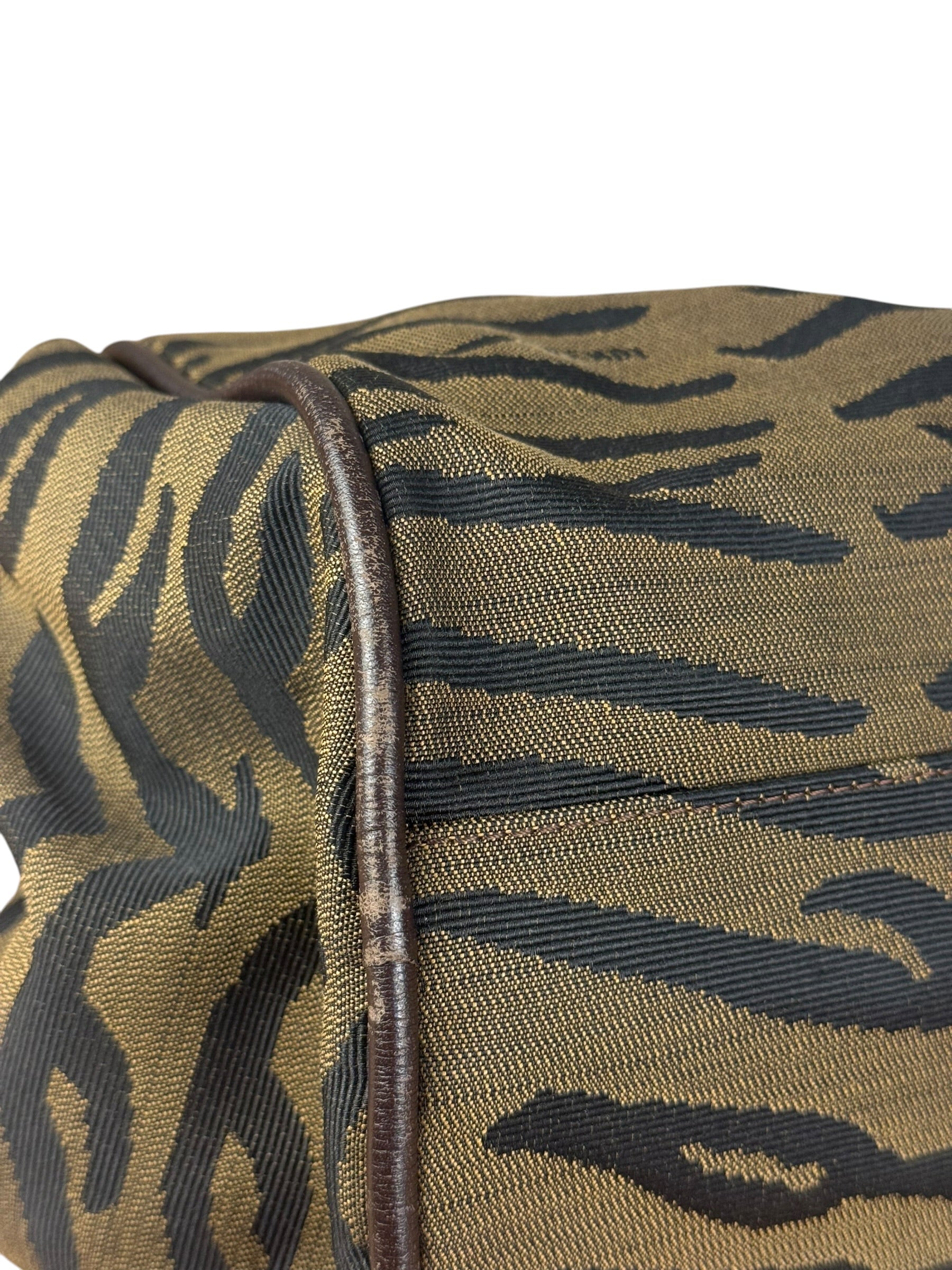 Fendi Vintage Tiger Print Canvas Bowler Bag
