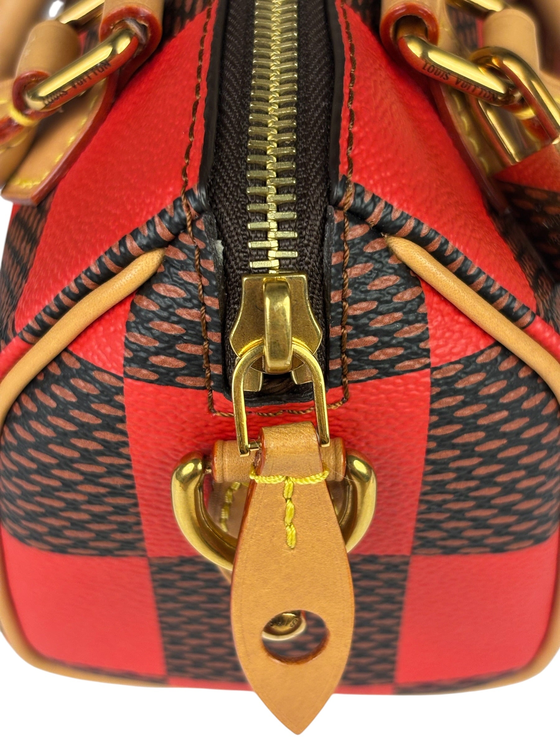Louis Vuitton Red Pop Damier Nano Speedy Bandouliere Two-Way Bag