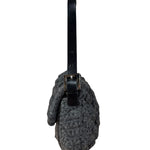 Fendi Grey Wool Crochet FF Baguette Shoulder Bag