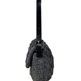 Fendi Grey Wool Crochet FF Baguette Shoulder Bag