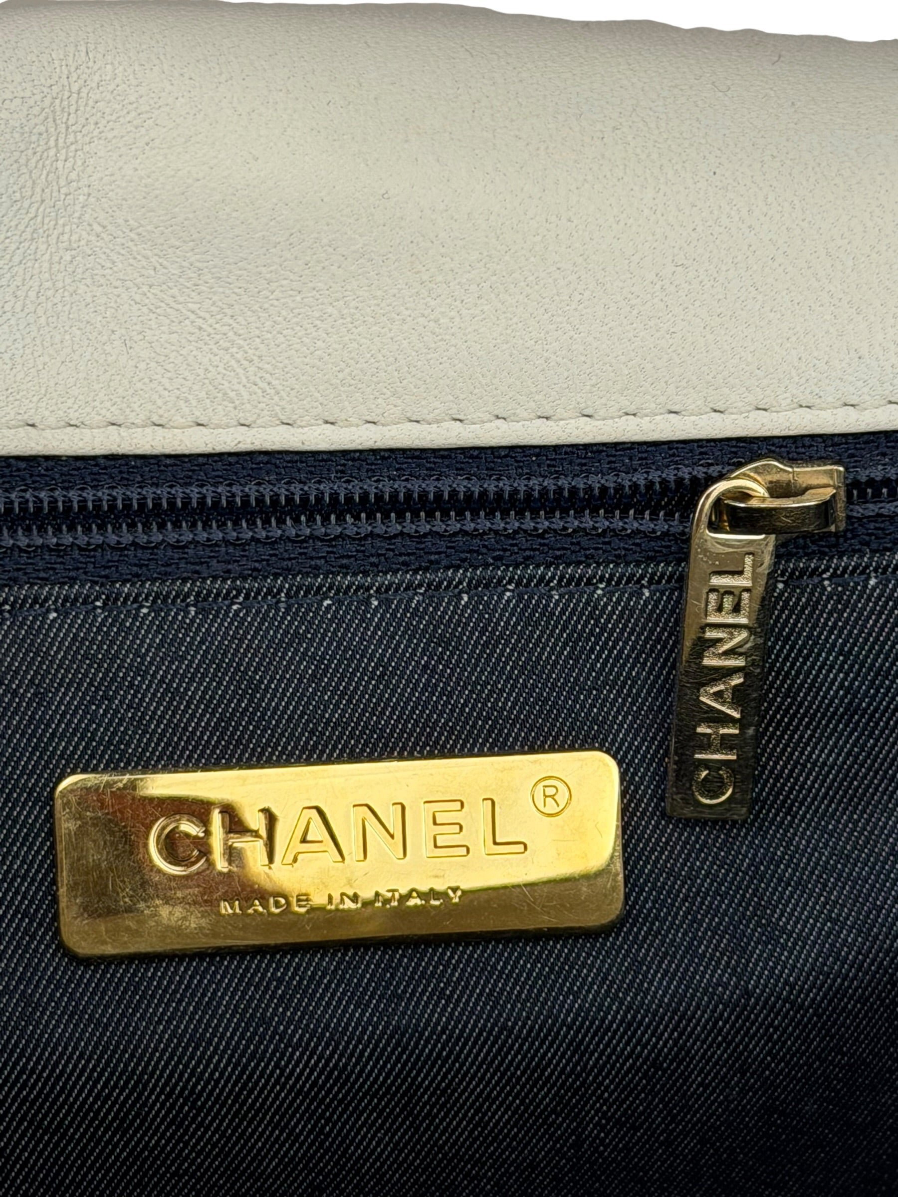 Chanel White Leather CC Mania Flap Bag 2019