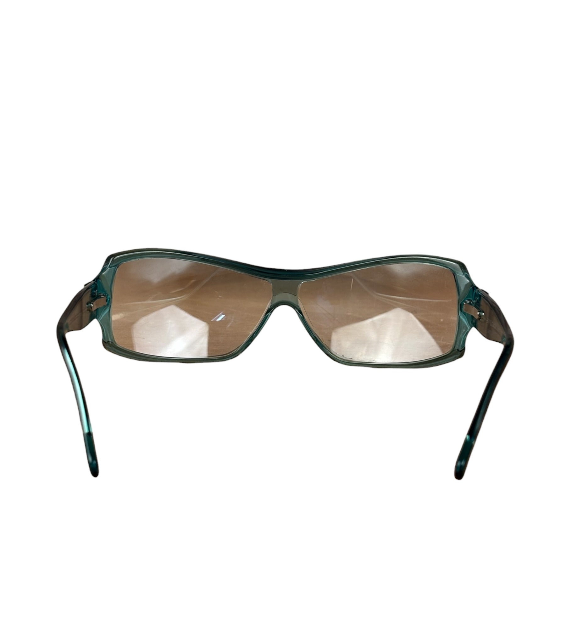 Bvlgari Striking Teal Geometric Temple Sunglasses