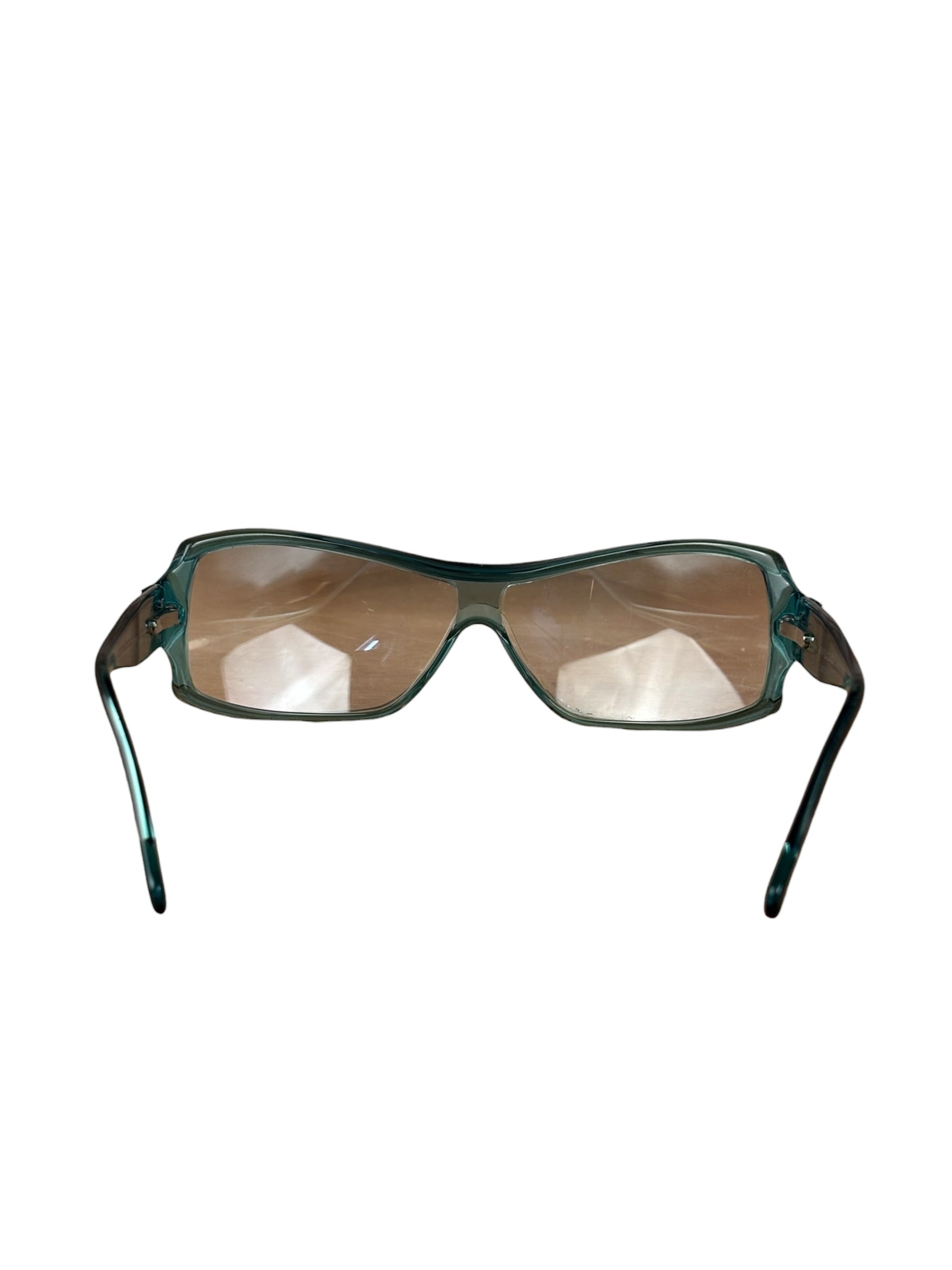 Bvlgari Striking Teal Geometric Temple Sunglasses