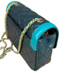 Chanel Quilted Mini Two-Tone Blue Day Flap Bag 2017