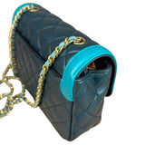 Chanel Quilted Mini Two-Tone Blue Day Flap Bag 2017