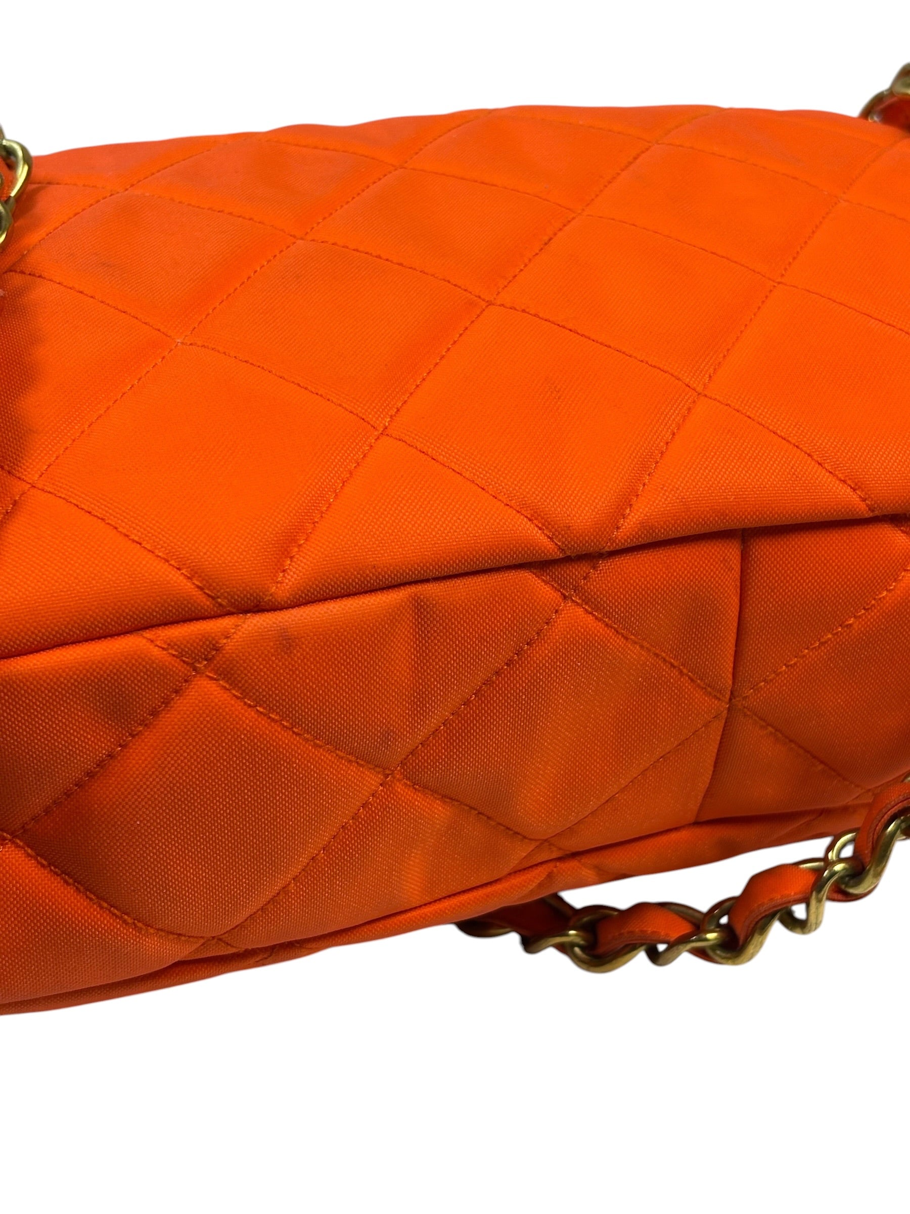 Chanel Orange Quilted Nylon Classic Jersey Camera Bag 2012