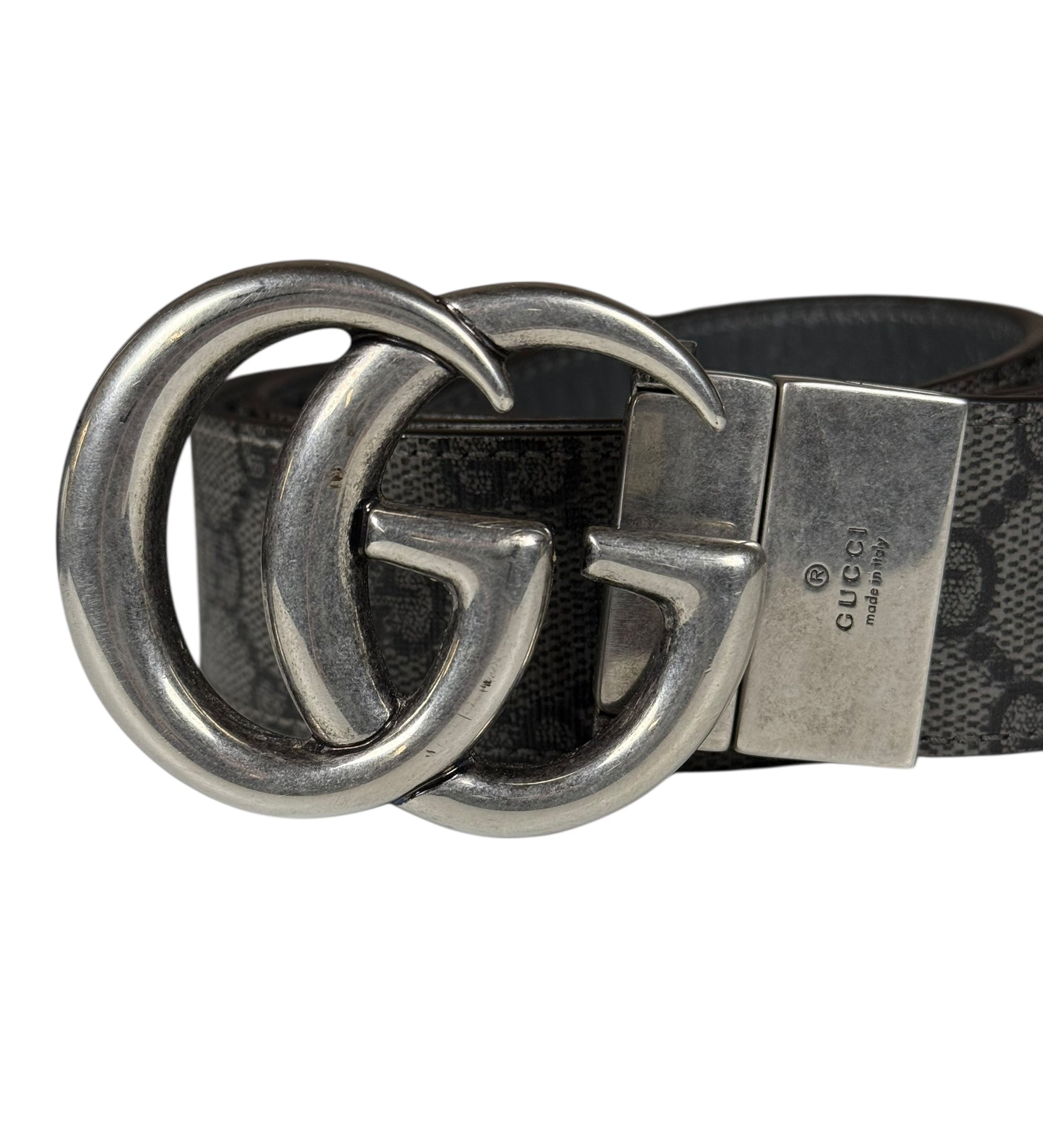 Gucci Belt Reversible Black GG Supreme/Black Silver Hardware
