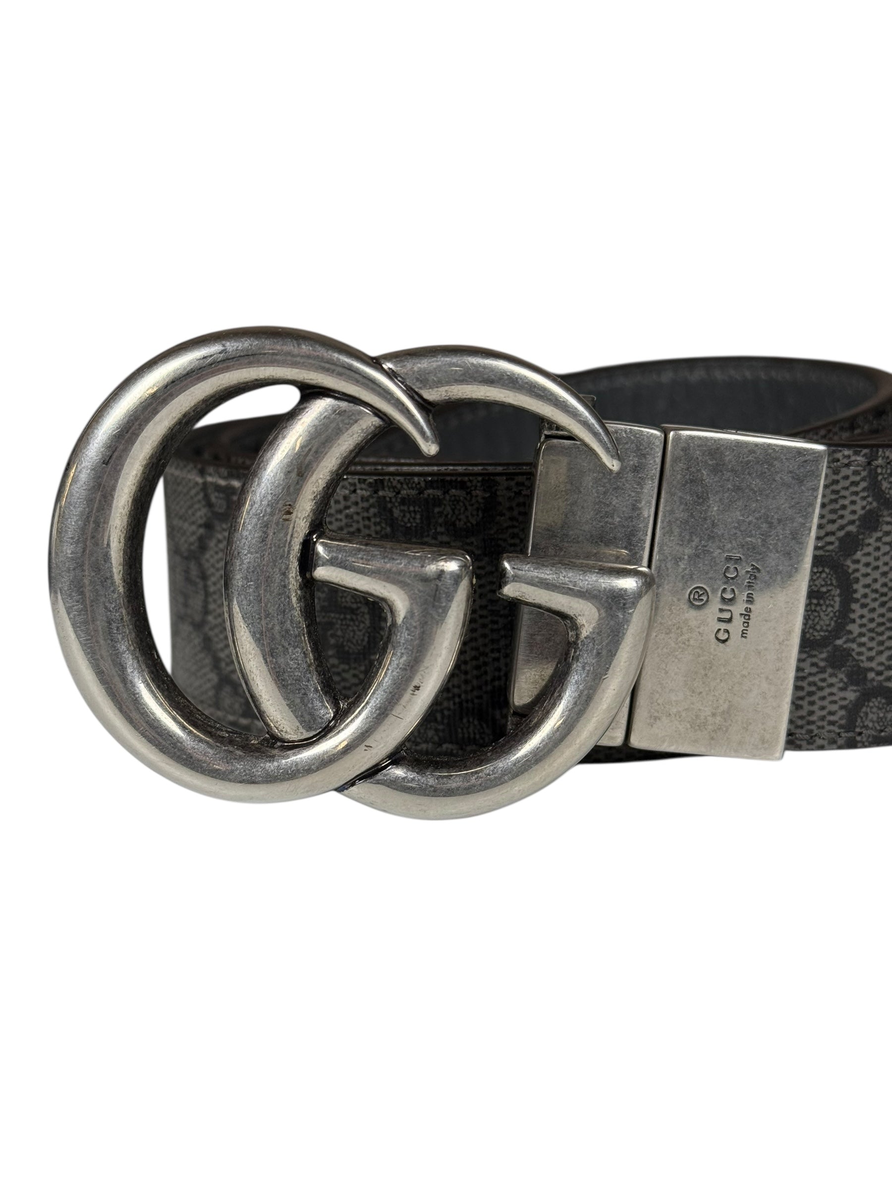 Gucci Belt Reversible Black GG Supreme/Black Silver Hardware
