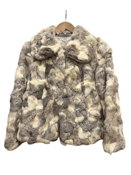 Vintage Cream/Grey Rabbit Fur Coat