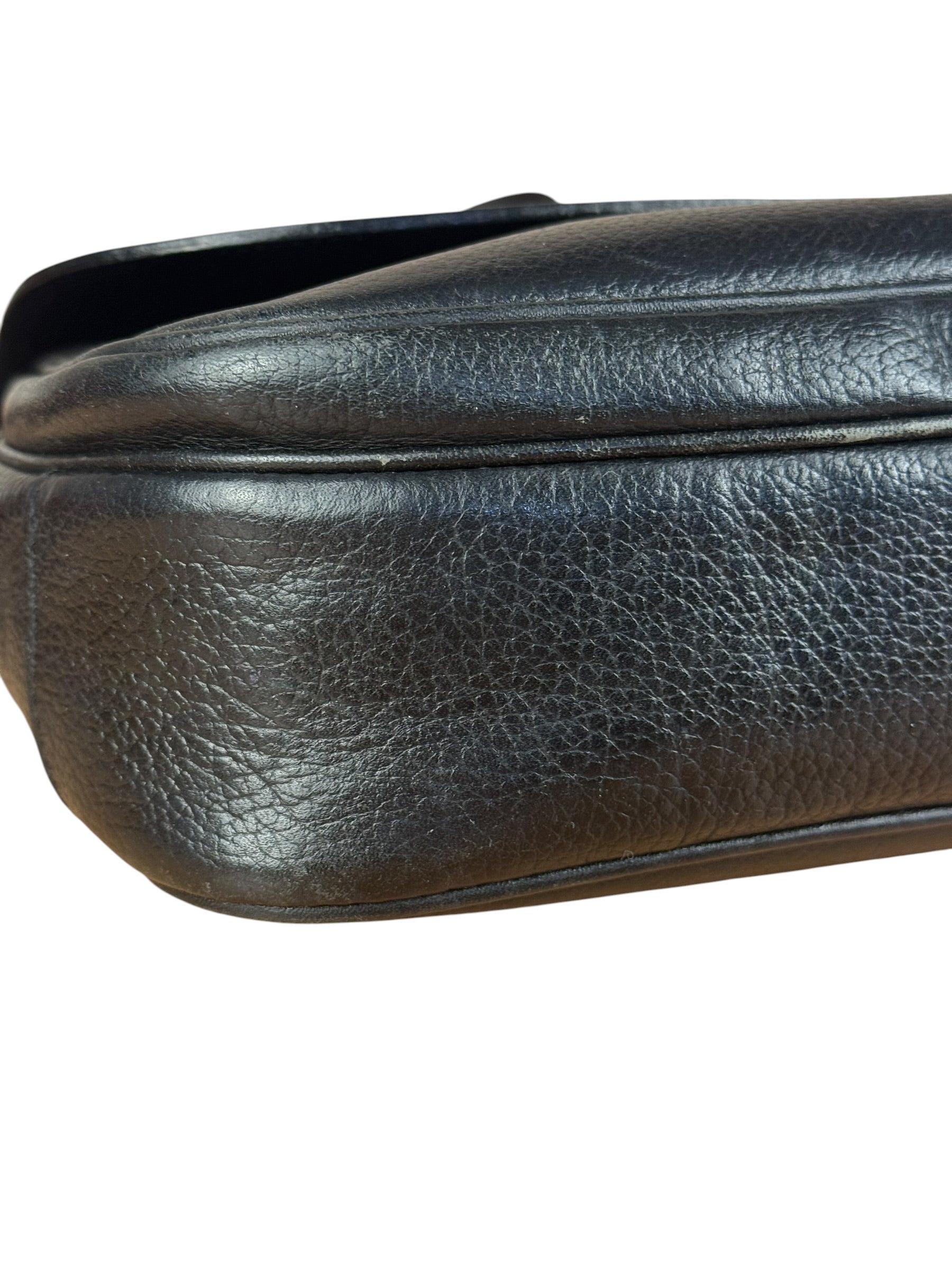 Burberry Vintage Black Pebbled Leather Crossbody Flap Bag