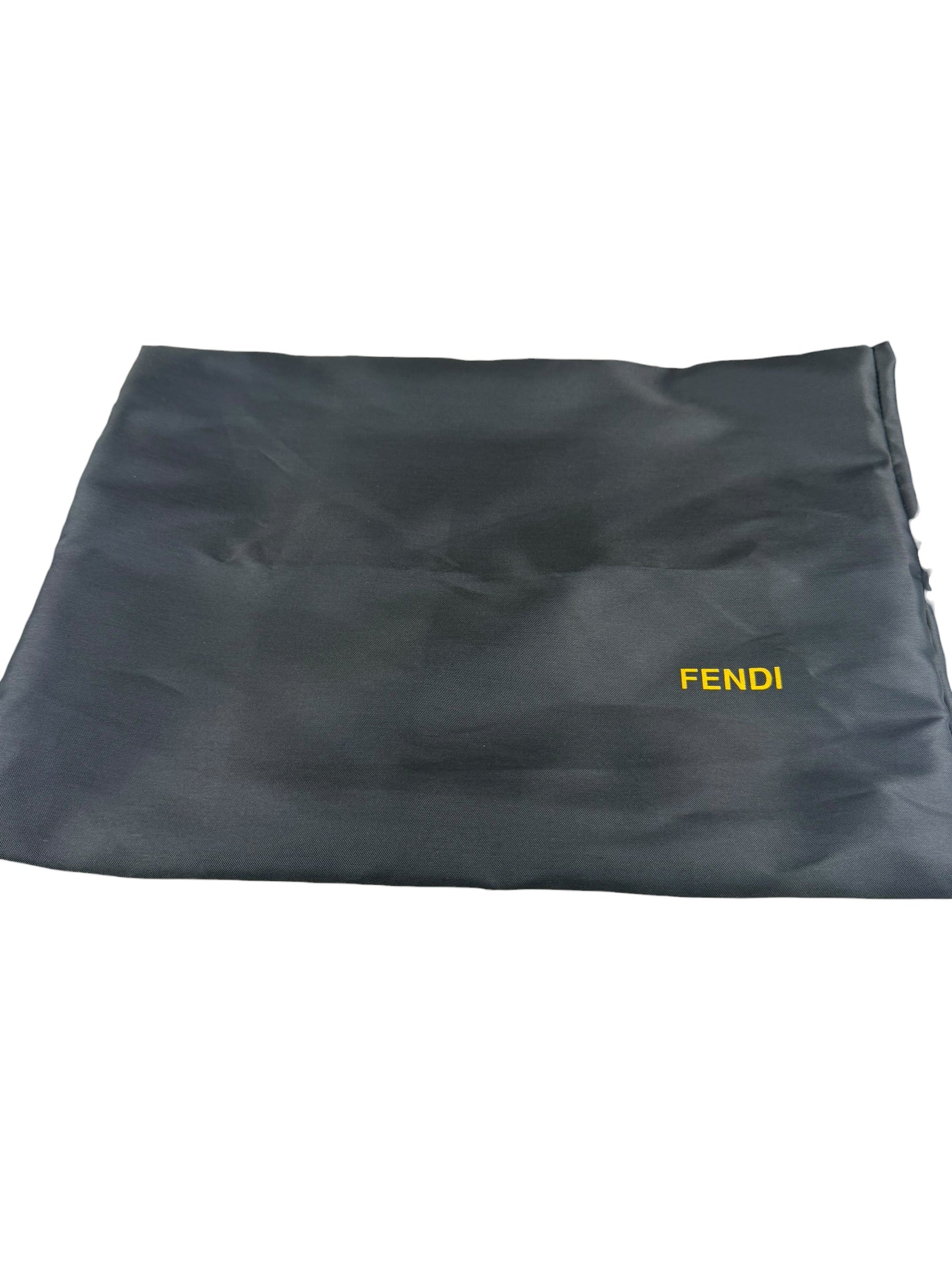 Fendi Black Leather 3D Logo Embossed Baguette