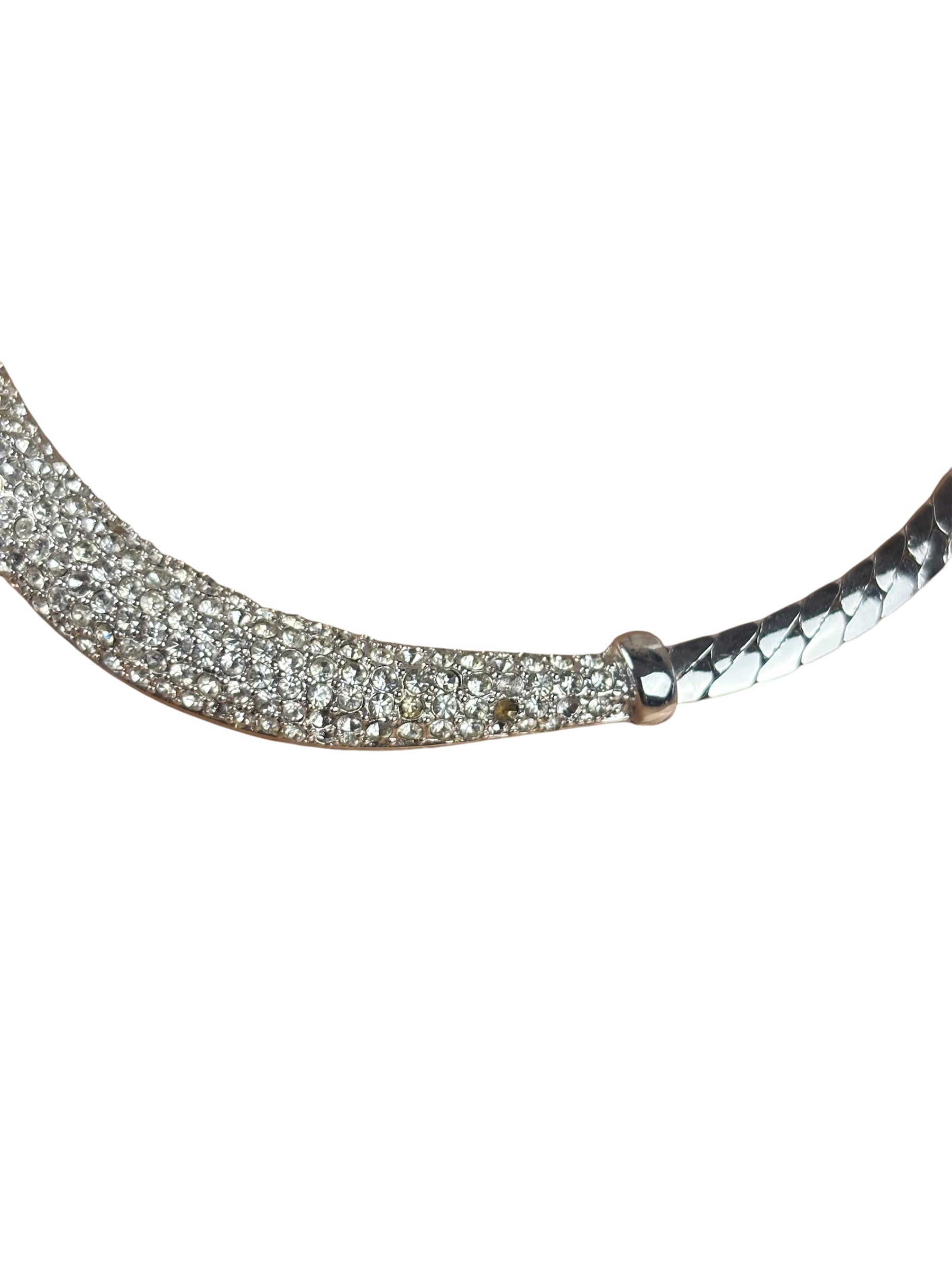 Christian Dior Vintage Rhinestone Crescent Smile Necklace