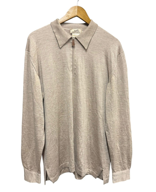 Hermes Beige Cashmere Blend Quarterzip