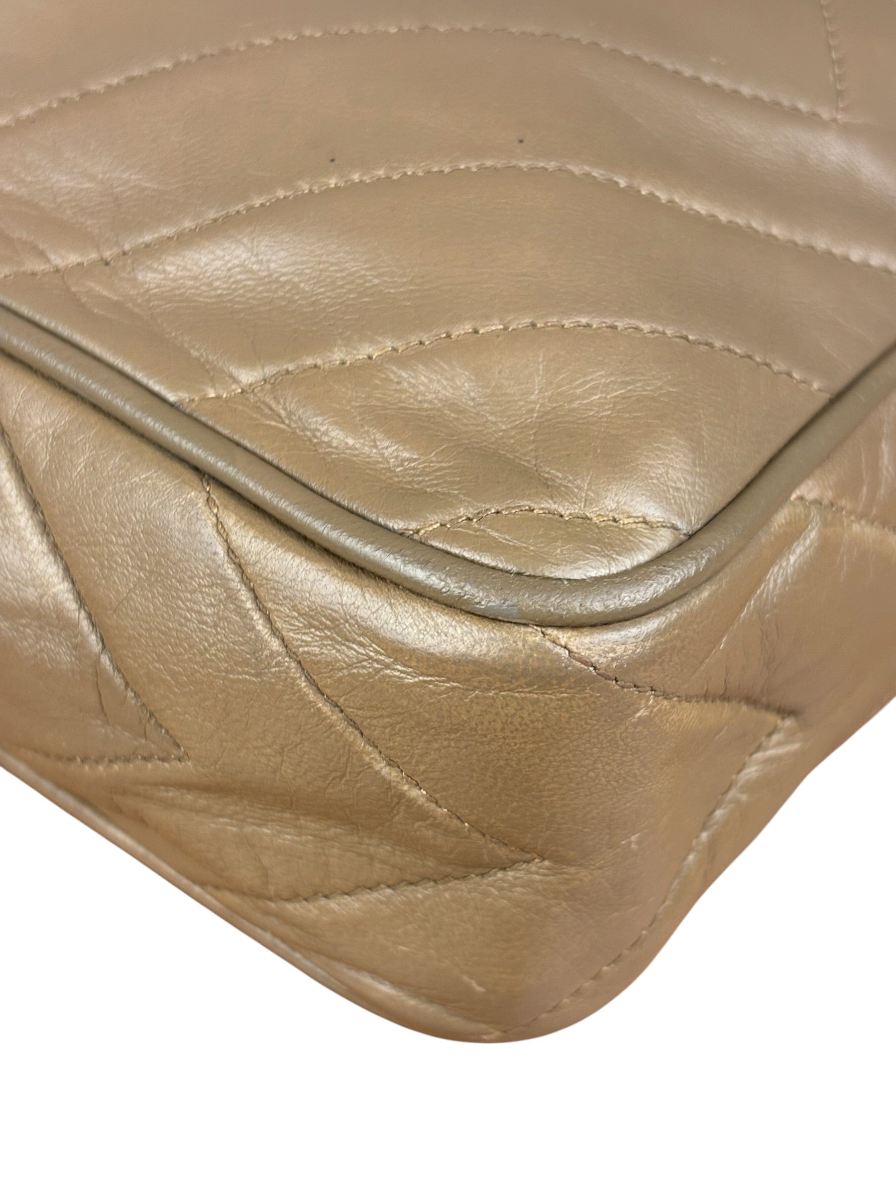 Chanel Tan Beige Chevron Leather Camera Case