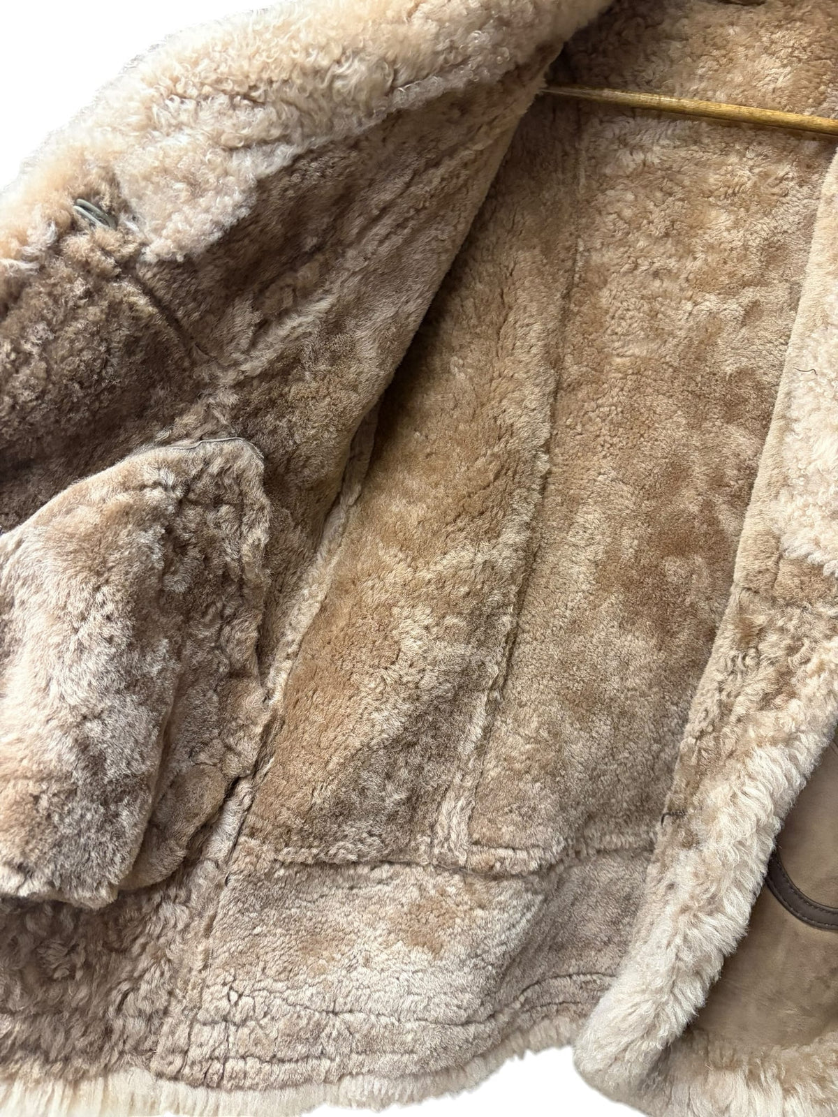 Vintage Brown Shearling Welt Pocket Jacket