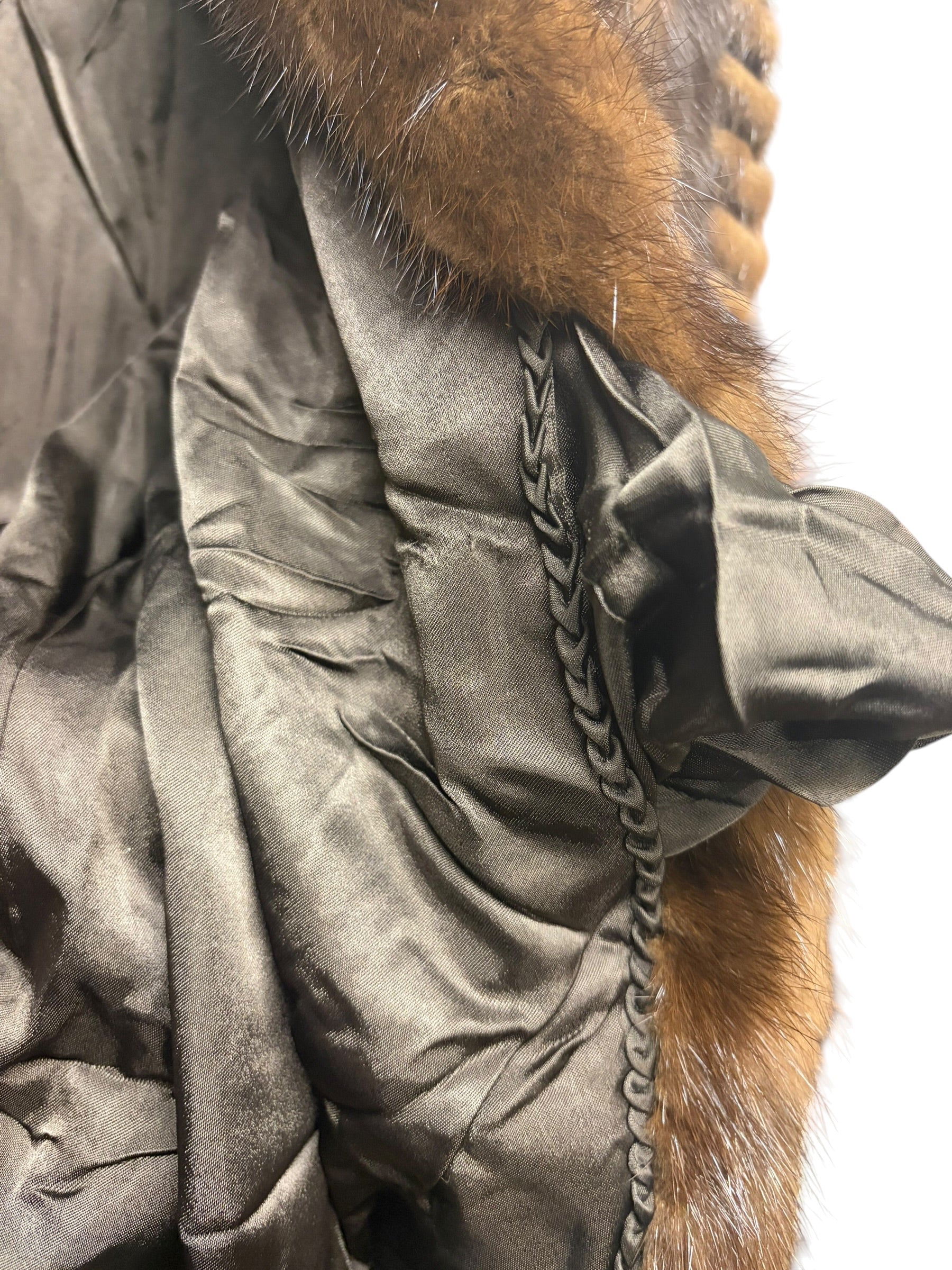 Vintage Chocolate Brown Mink Stripped Fur Coat