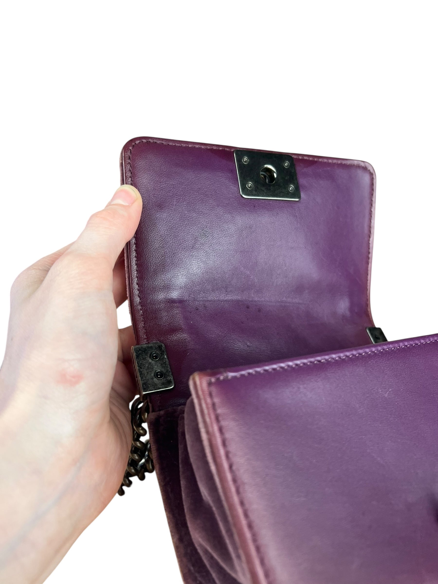 Chanel Purple Velvet Mini Boy Bag 2013