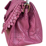 Christian Dior Purple Ruffle Leather New Lock Flap Bag