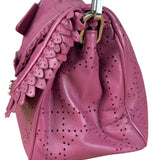 Christian Dior Purple Ruffle Leather New Lock Flap Bag