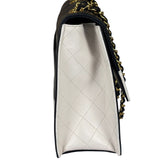 Chanel Vintage White/Black Quilted Lambskin Trapezoid Flap Bag 1990's