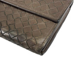 Bottega Veneta Grey Leather Intrecciato Flap Wallet