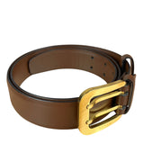 Celine Brown Leather Gold Buckle Belt