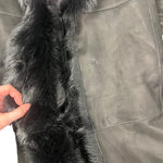 Vintage Black Fur Lined Suede Long Coat