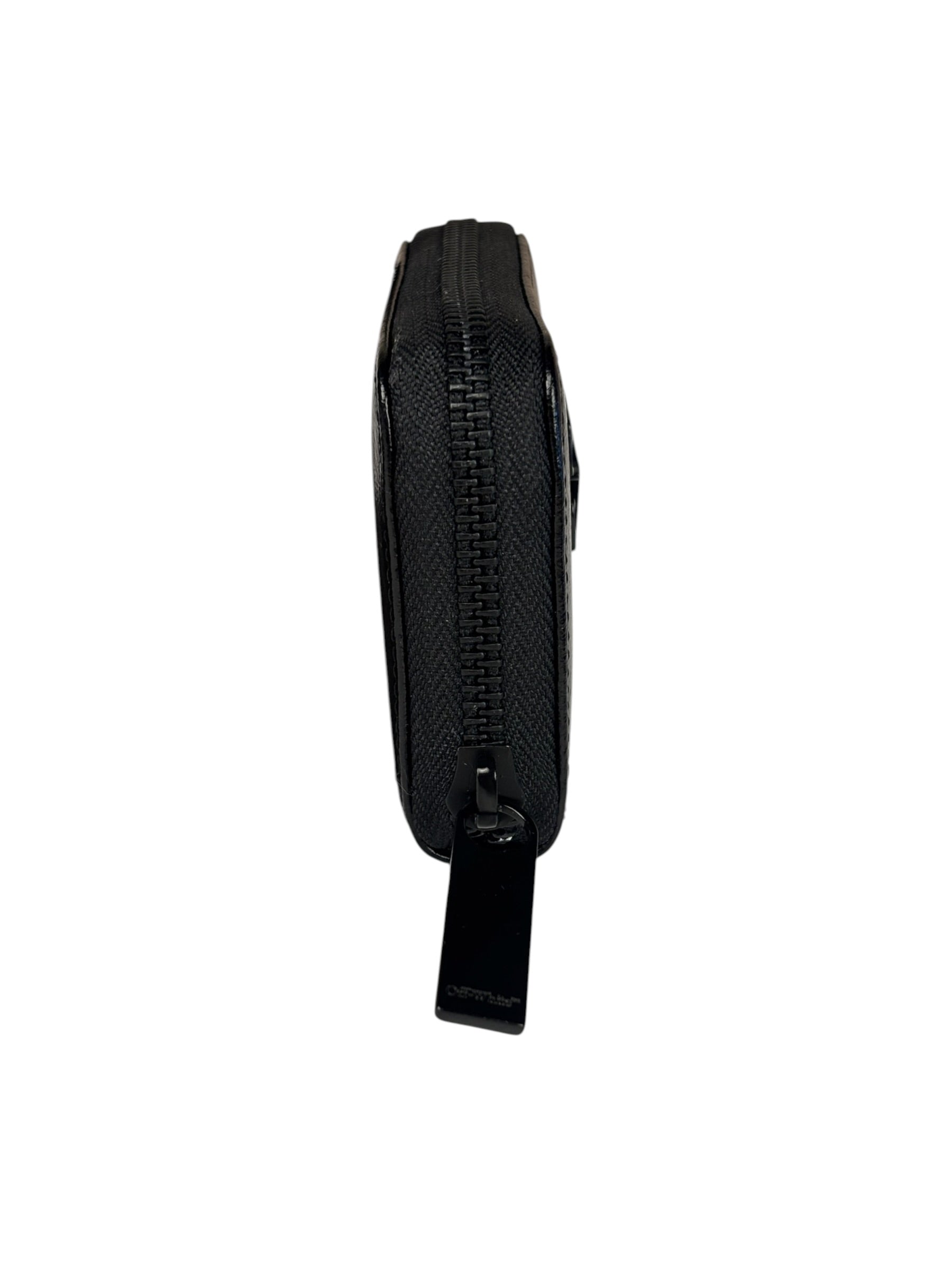 Off-White Black Leather Jitney Cash Inside Zip Wallet