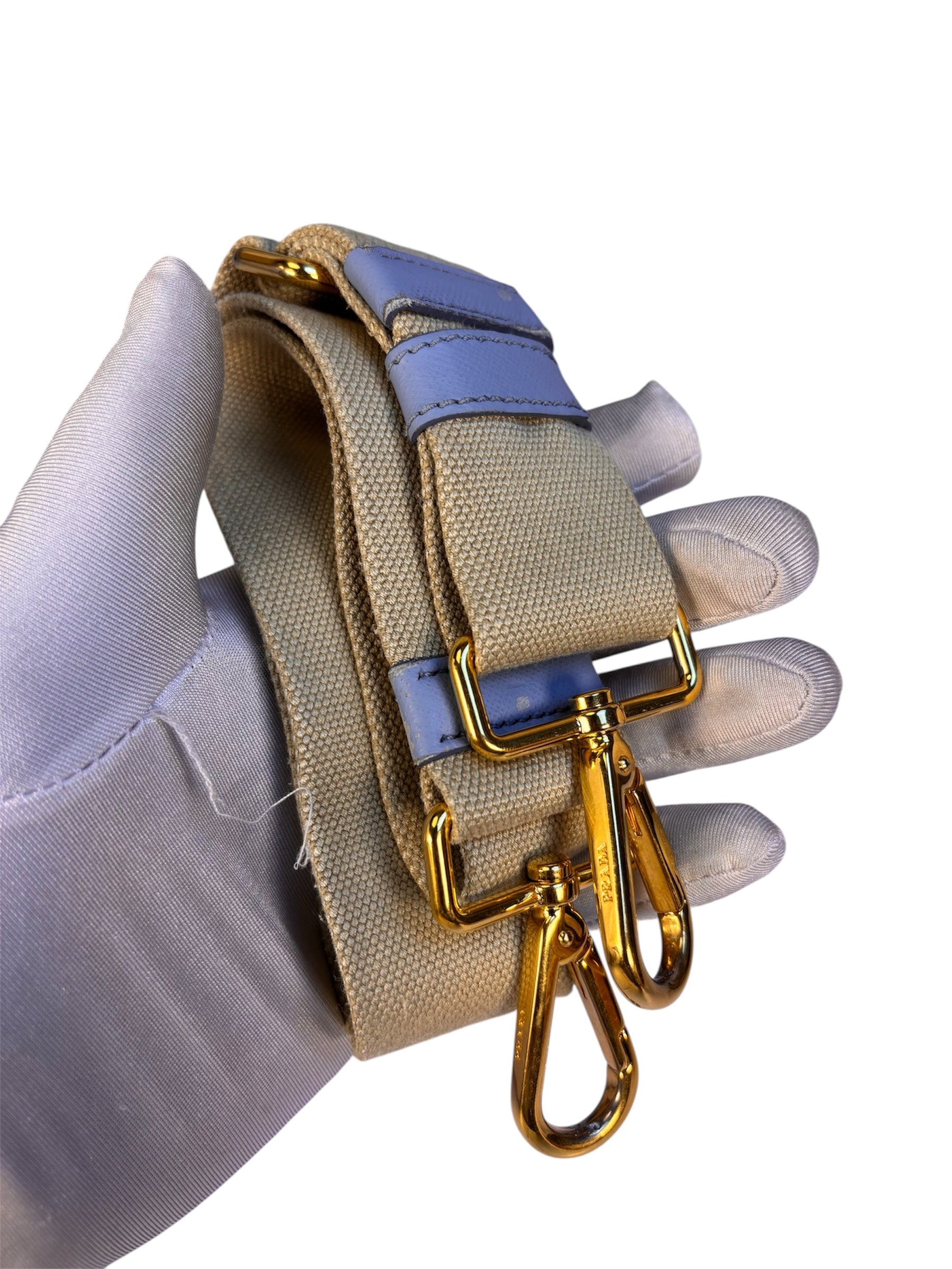 Prada Light Blue Canapa Canvas Two-Way Tote