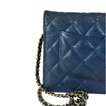 Chanel Peal Blue Caviar Quilted Leather Iridescent Wallet On Chain 2019