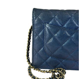 Chanel Peal Blue Caviar Quilted Leather Iridescent Wallet On Chain 2019