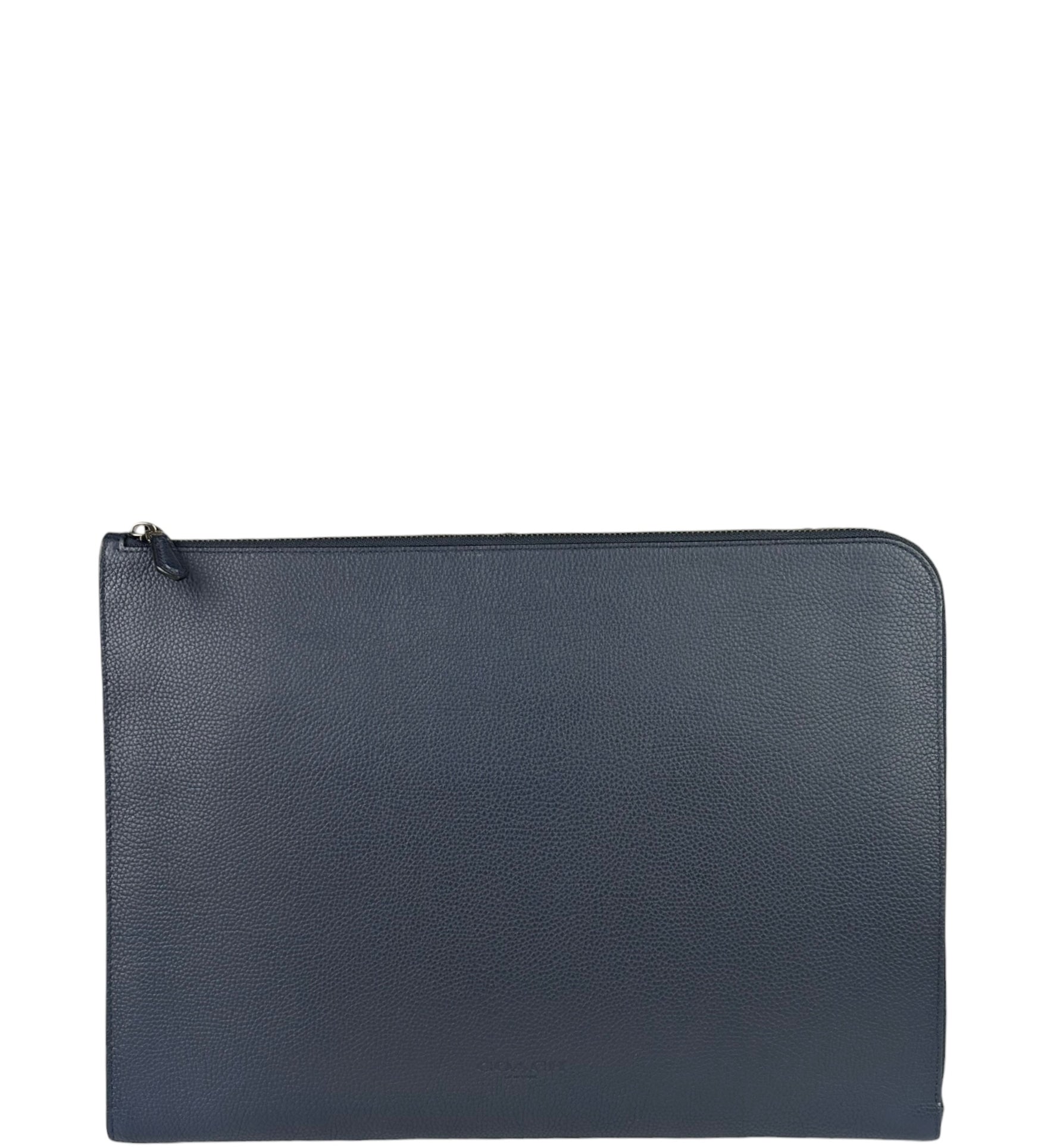 Coach Navy Pebbled Leather Laptop Case