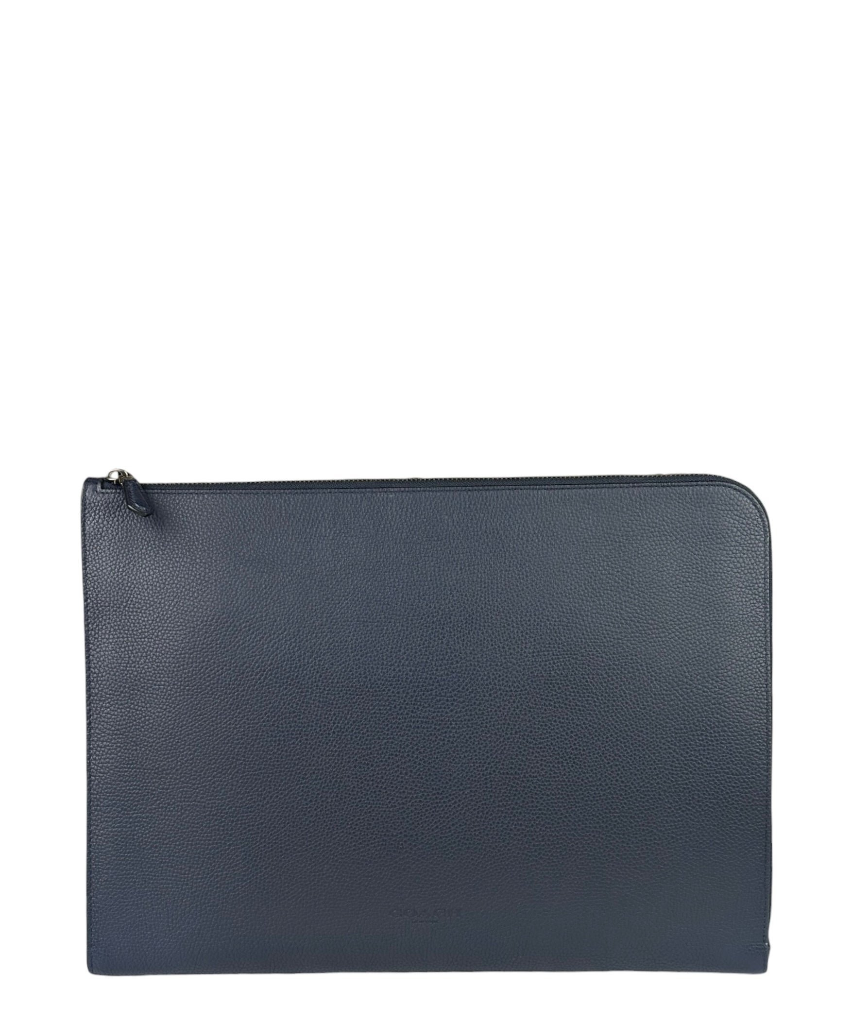 Coach Navy Pebbled Leather Laptop Case