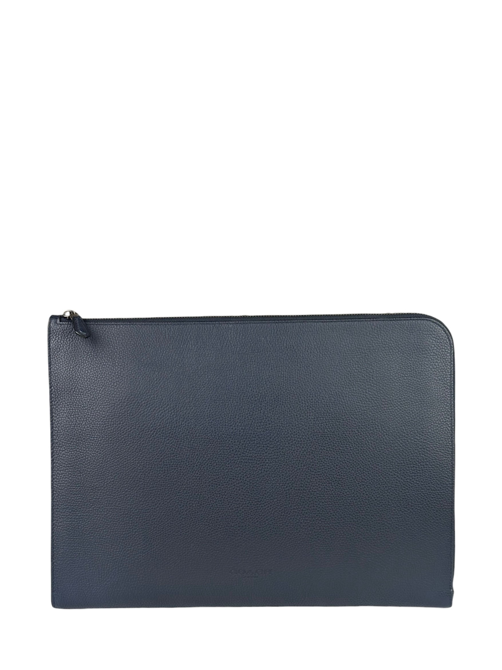 Coach Navy Pebbled Leather Laptop Case